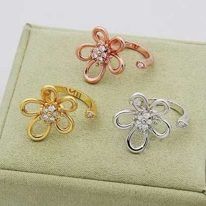 [Luxe Jewelry]  FLOWERLACE OPEN RING 5 DIAMONDS