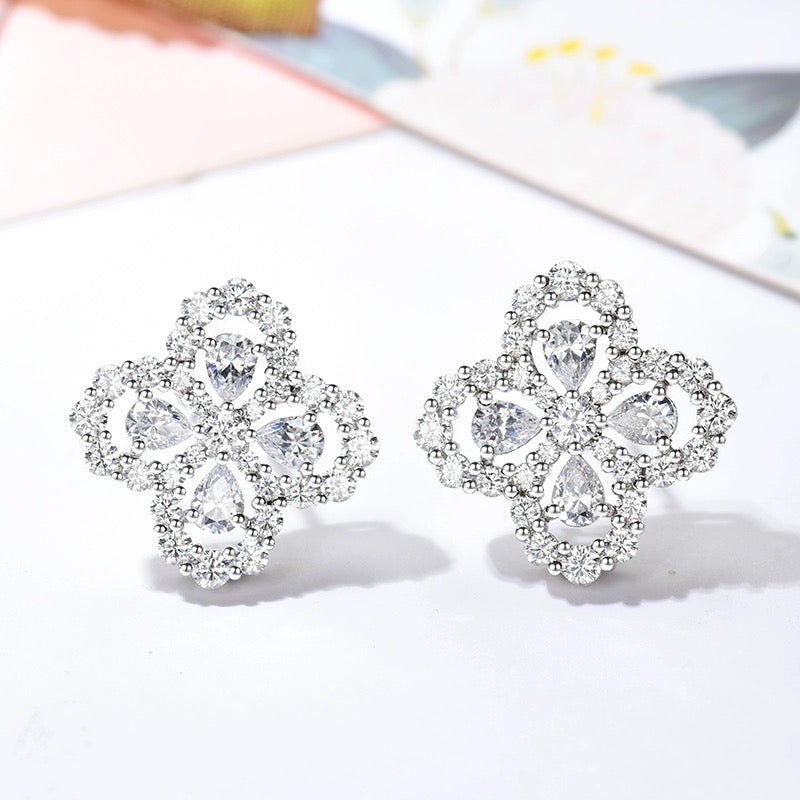 [Luxe]LOOP EARRINGS FULL MOTIF DIAMOND 16MM SILVE