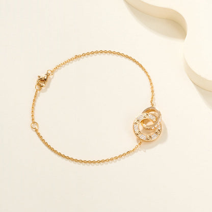 [Luxe Jewelry] LOVE DOUBLE RING FULL DIAMOND BRACELET