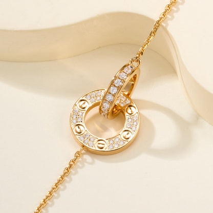 [Luxe Jewelry] LOVE DOUBLE RING FULL DIAMOND BRACELET