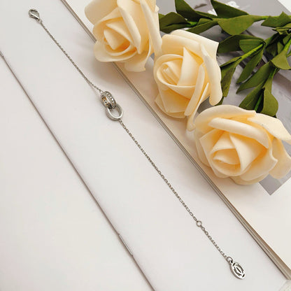 [Luxe Jewelry] LOVE DOUBLE RING HALF DIAMOND BRACELET
