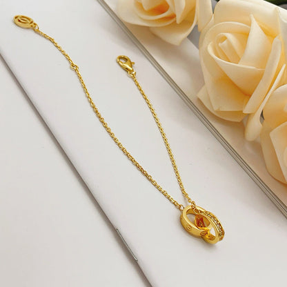 [Luxe Jewelry] LOVE DOUBLE RING HALF DIAMOND BRACELET
