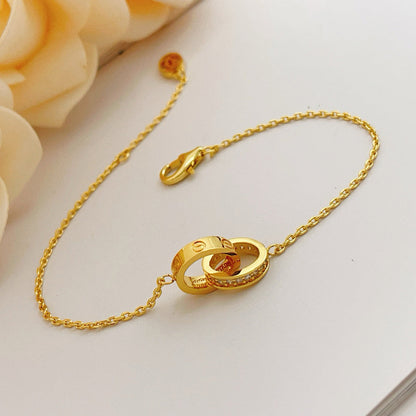 [Luxe Jewelry] LOVE DOUBLE RING HALF DIAMOND BRACELET
