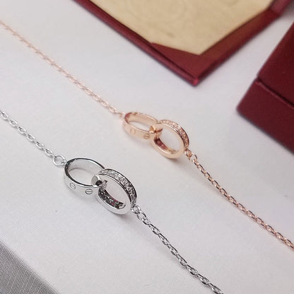 [Luxe Jewelry] LOVE DOUBLE RING HALF DIAMOND BRACELET