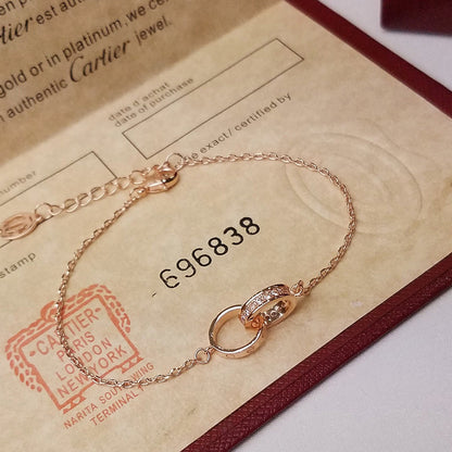 [Luxe Jewelry] LOVE DOUBLE RING HALF DIAMOND BRACELET