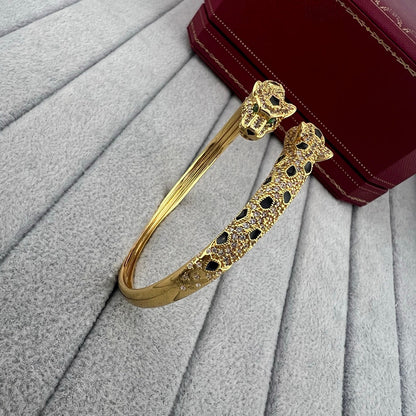 [Luxe Jewelry] PANTHERE DOUBLE HEADED HALF DIAMOND OPEN BRACELET