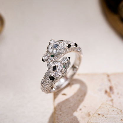[Luxe Jewelry] PANTHERE DOUBLE HEADED FULL DIAMOND  RING