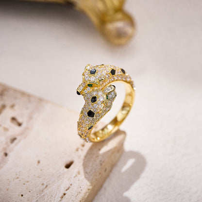 [Luxe Jewelry] PANTHERE DOUBLE HEADED FULL DIAMOND  RING