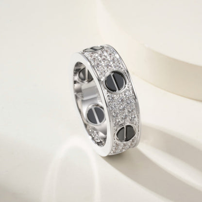 [Luxe Jewelry] LOVE RING 5.5MM DIAMONDS PAVED CERAMIC