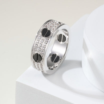 [Luxe Jewelry] LOVE RING 5.5MM DIAMONDS PAVED CERAMIC