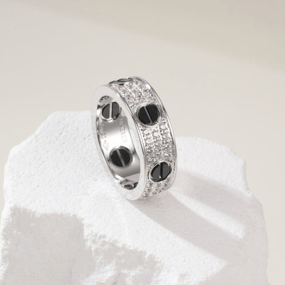 [Luxe Jewelry] LOVE RING 5.5MM DIAMONDS PAVED CERAMIC