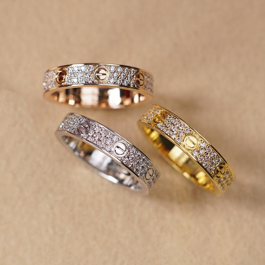 [Luxe Jewelry] LOVE RING 4.0MM DIAMOND PAVED