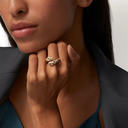 [Luxe Jewelry] PANTHERE DOUBLE HEADED FULL DIAMOND  RING