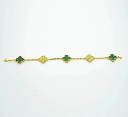 [LUXE] CLOVER 5 MOTIF MALACHITE BRACELET COLLECTION