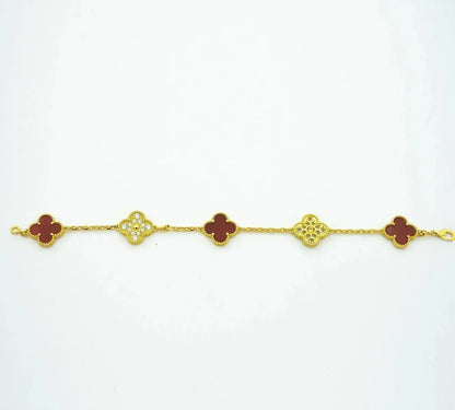 [LUXE] KLEE-ARMBAND MIT 5 MOTIVEN AUS ROTEM KARNEOL