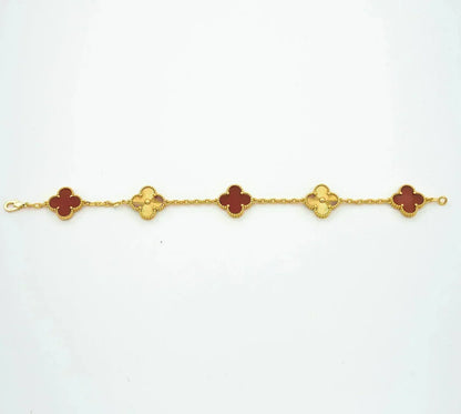 [LUXE] KLEE-ARMBAND MIT 5 MOTIVEN AUS ROTEM KARNEOL