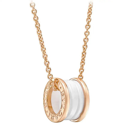 [Luxe]ZERO 1 WHITE CERAMIC PINK GOLD DIAMOND NECKLACE