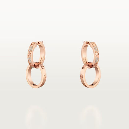 [Luxe Jewelry] LOVE 3.3MM DANGLE HALF DIAMOND EARRINGS