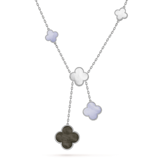 [Luxe]CLOVER MOP CHALCEDONY NECKLACE SILVER 6 MOTIF