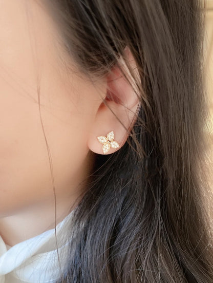 [LUXE]スターブロッサム スタッドピアス ピンクゴールド ダイヤモンド