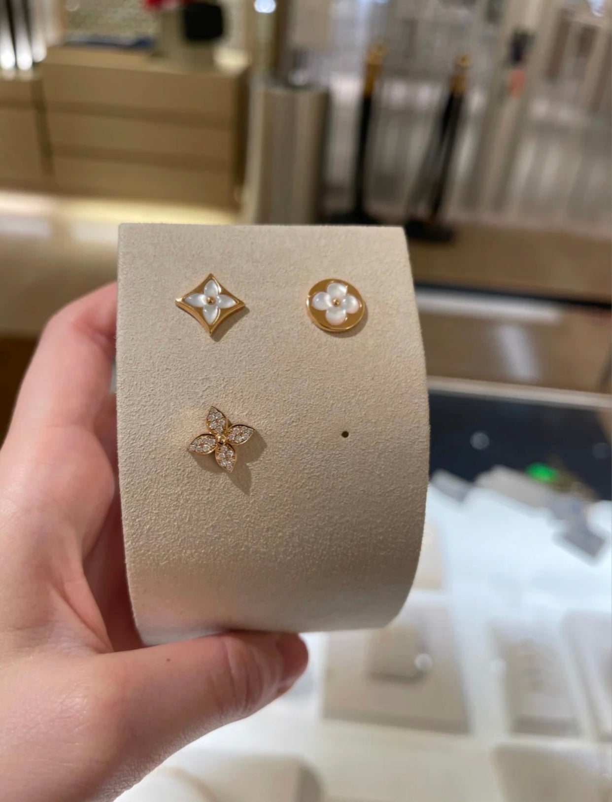 [Luxe]STAR BLOSSOM STUD EARRINGS PINK GOLD DIAMONDS