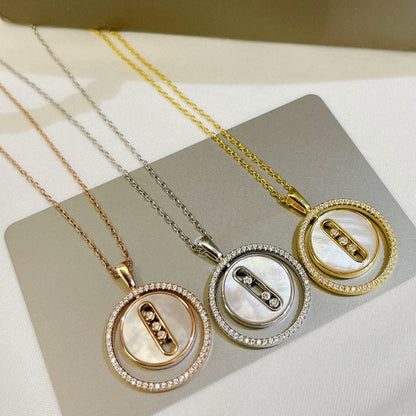 [Luxe Jewelry]LUCKY MOVE MM NACRE BLANCHE DIAMOND NECKLACE