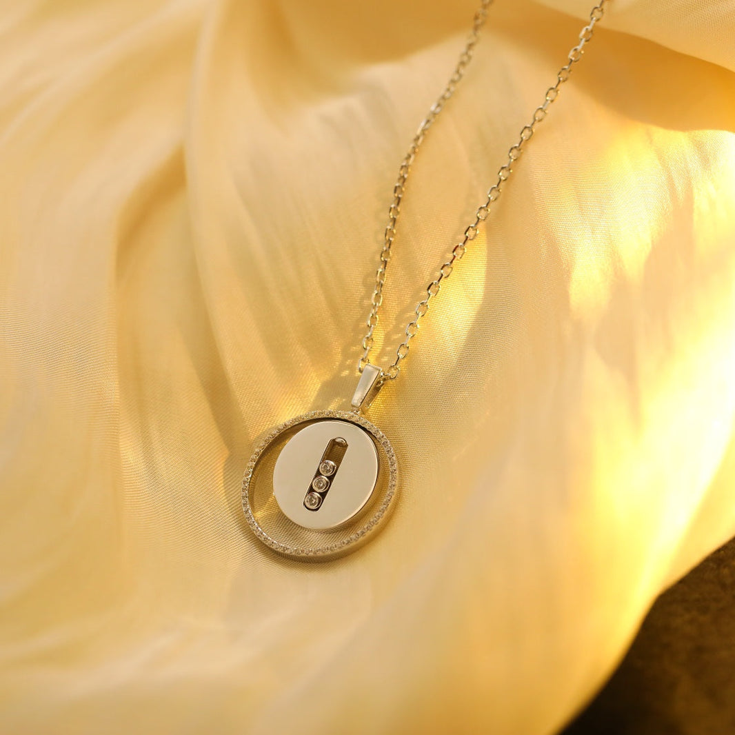 [Luxe Jewelry]LUCKY MOVE MM SILVER DIAMOND NECKLACE