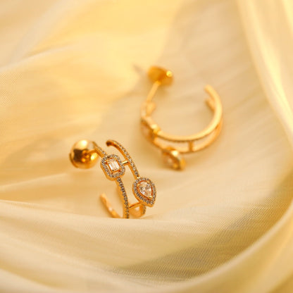 [Luxe Jewelry]CREOLES MY TWIN 2 RANGS SILVER DIAMOND EARRINGS