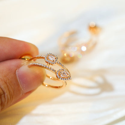 [Luxe Jewelry]CREOLES MY TWIN 2 RANGS SILVER DIAMOND EARRINGS