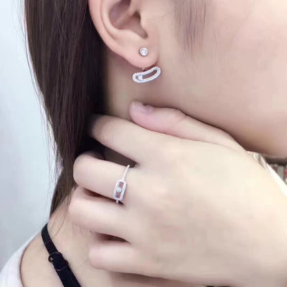 [Luxe Jewelry]MOVE UNO SILVER DIAMOND EARRINGS