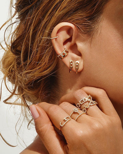 [Luxe Jewelry]CREOLES MOVE UNO MINI 1 DIAMOND EARRINGS