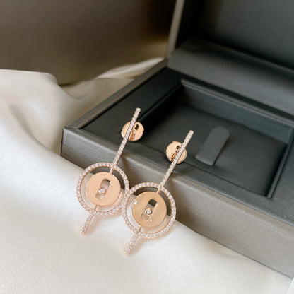 [Luxe Jewelry]LUCKY MOVE ARROW PINK GOLD DIAMOND EARRINGS