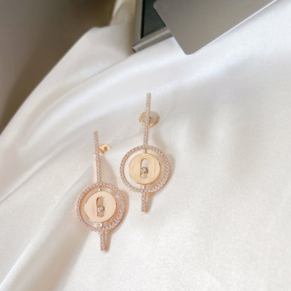 [Luxe Jewelry]LUCKY MOVE ARROW PINK GOLD DIAMOND EARRINGS
