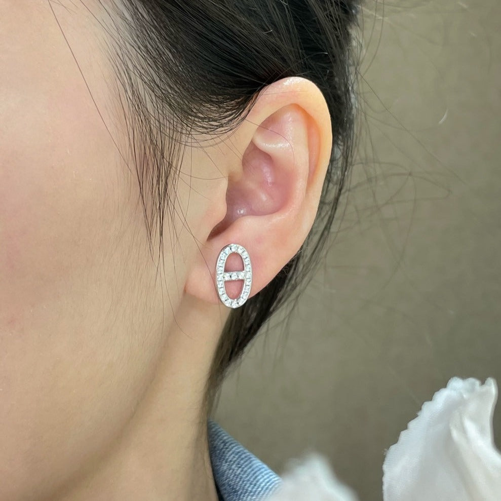 [Luxe]HM FULL DIAMOND PIG NOSE STUD EARRINGS