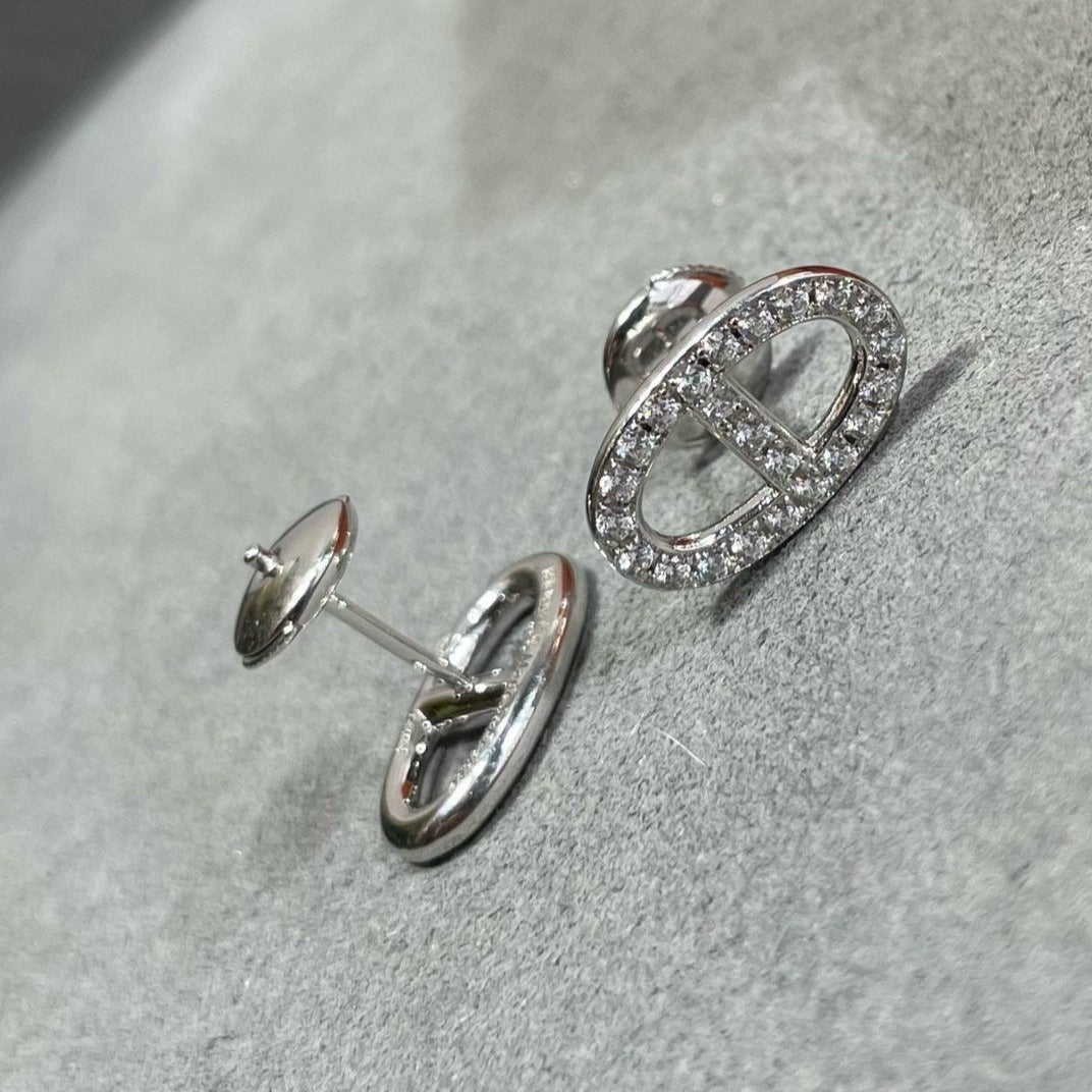 [Luxe]HM FULL DIAMOND PIG NOSE STUD EARRINGS