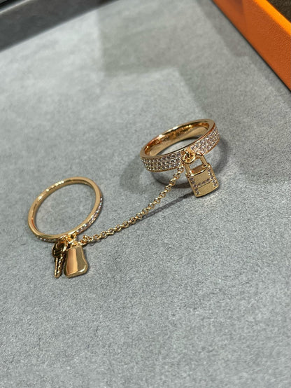 [LUXE]HM KELLY CLOCHETTE DOUBLE RING IN  WITH DIAMONDS