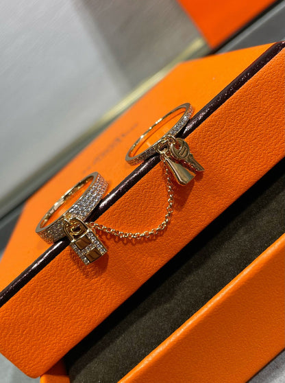 [LUXE]HM KELLY CLOCHETTE DOUBLE RING IN  WITH DIAMONDS
