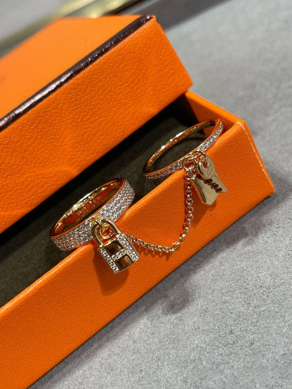 [LUXE]HM KELLY CLOCHETTE DOUBLE RING IN  WITH DIAMONDS