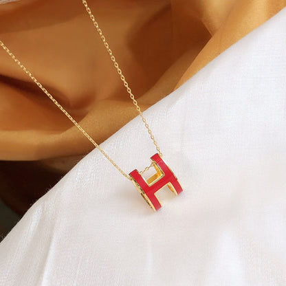 [Luxe]HM CLIC RED ENAMEL GOLD NECKLACE