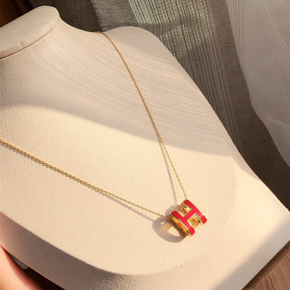 [Luxe]HM CLIC RED ENAMEL GOLD NECKLACE