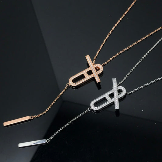 [Luxe]HM NECKLACE PLATINUM ROSE GOLD DIAMOND