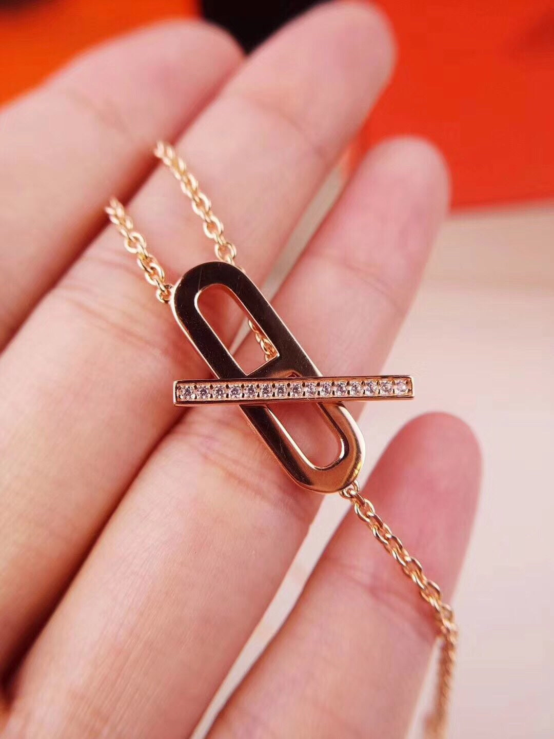 [Luxe]HM NECKLACE PLATINUM ROSE GOLD DIAMOND