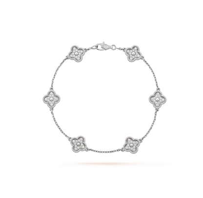 [Luxe]CLOVER 6 MOTIF SILVER DIAMOND BRACELET