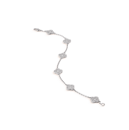 [Luxe]CLOVER 6 MOTIF SILVER DIAMOND BRACELET