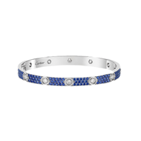 [Luxe Jewelery]Pave Gemstone Love &Force Large Horseshoe Diamond Duo Bracelet Stack Set