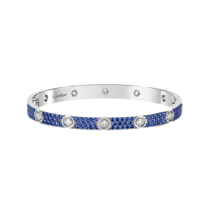 [Luxe Jewelery]Pave Gemstone Love &Force Large Horseshoe Diamond Duo Bracelet Stack Set