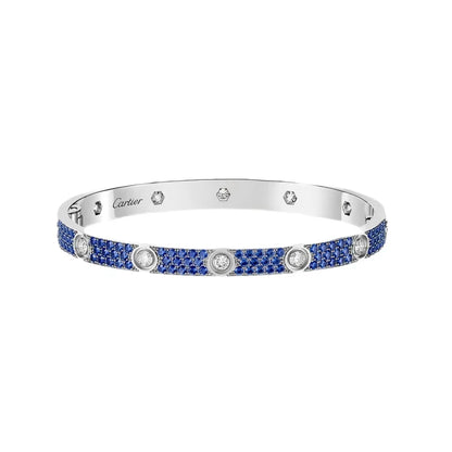 [Luxe Jewelery]Pave Gemstone Love &Force Large Horseshoe Diamond Duo Bracelet Stack Set