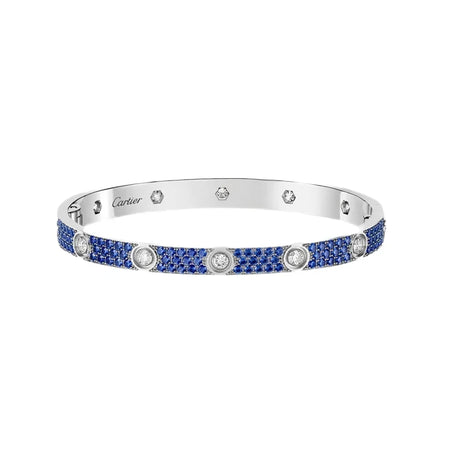 [Luxe Jewelery]Pave Gemstone Love &Force Large Horseshoe Diamond Duo Bracelet Stack Set