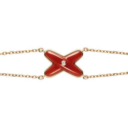 [LUXE]JEUX ARMBAND KARNELIANGROSA-GOLD 1 DIAMANT