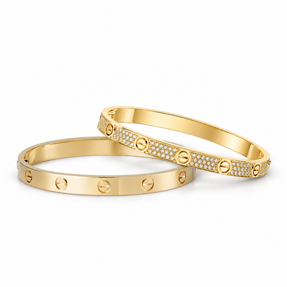[Luxe Jewelery] LOVE  Classic & Diamond-Paved Bracelet Stack Set